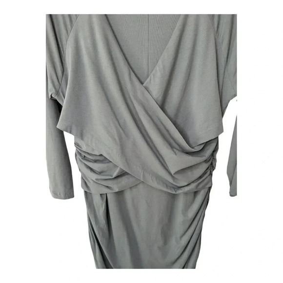 Sundance Womens Eternal Compliment Dress Green Faux Wrap Stretched Ruched Sz XL - Picture 6 of 14